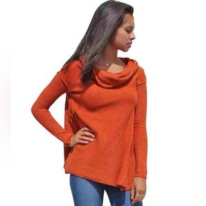 Free People Burnt Orange cowl neck sweater Size M (runs big)